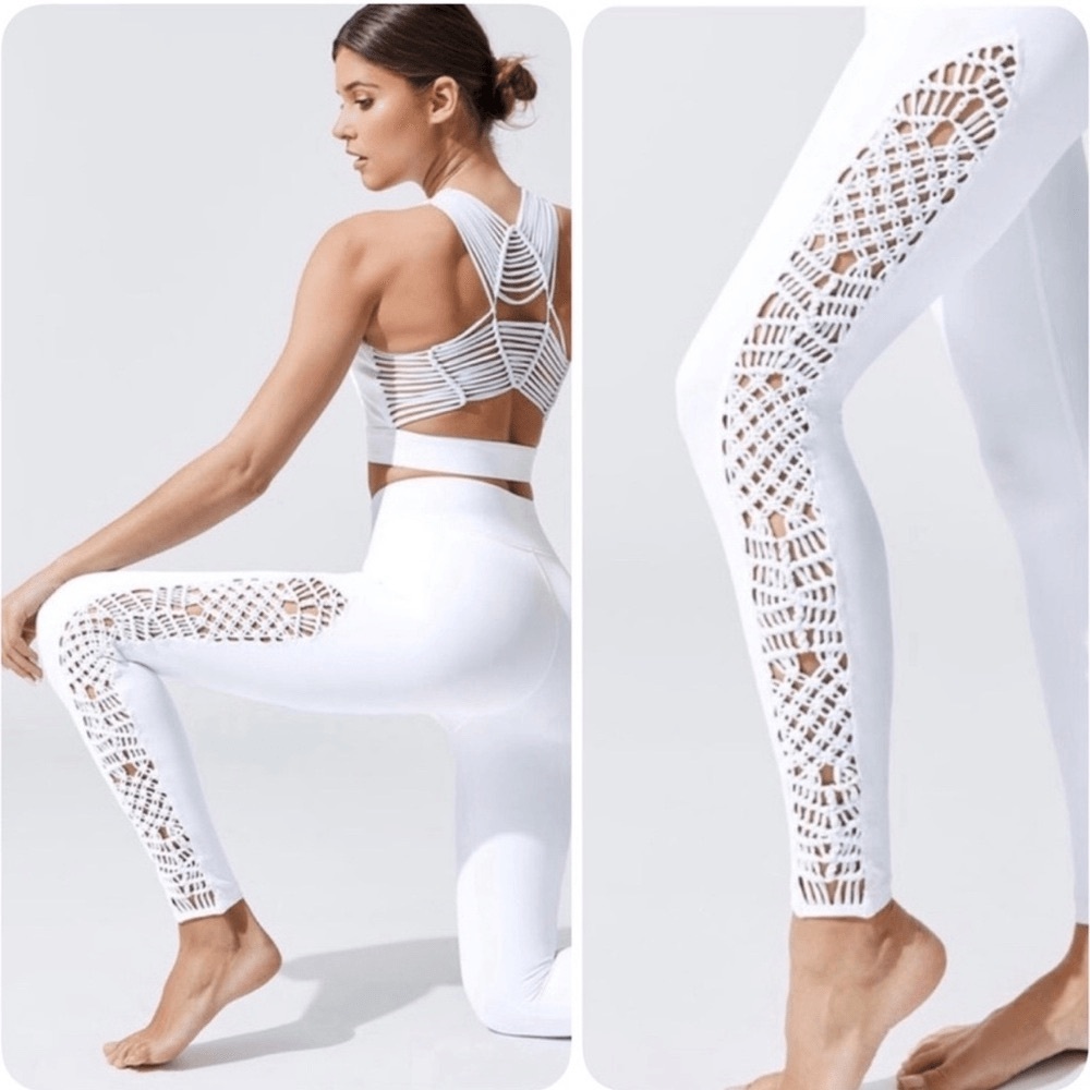 COPY - NEW Carbon38 M Seminyak Sayang woven white  active wear set bra leggings…
